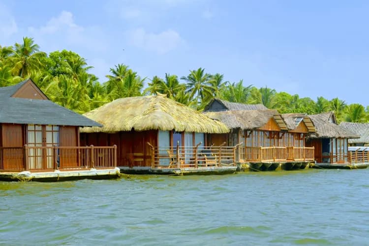 Standard backwater cruise in Poovar showing traditional shikara boat